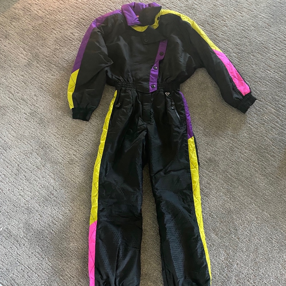 Perfect Vintage ‘80’ Obermeyer 1 pc neon ski suit